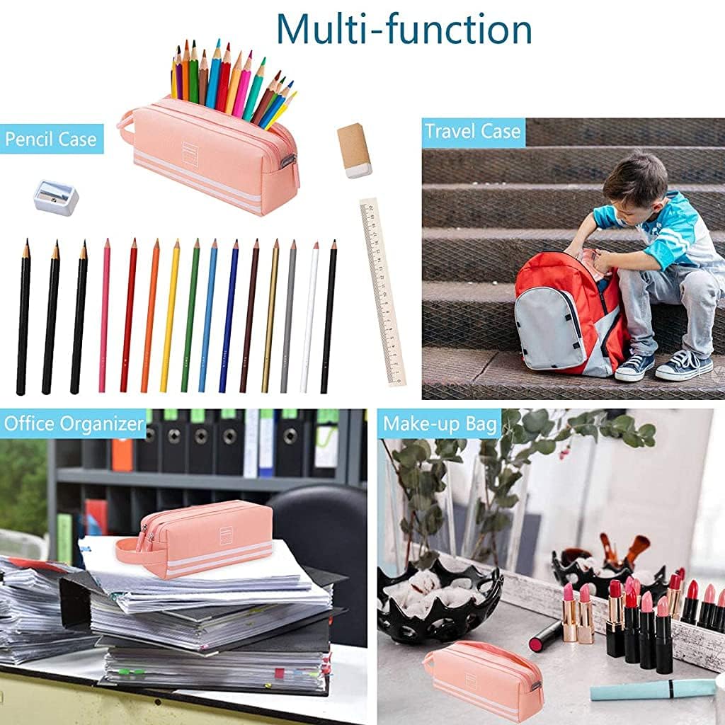 HASTHIP Large Pencil Case with Compartments Pencil Cases for Girls Teenage Big Capacity Pen Case Stationery Storage Cosmetic Make up Bag Pouch -Pink HASTHIP Large Pencil Case with Compartments Pencil Cases for Girls Teenage Big Capacity Pen Case Stationery Storage Cosmetic Make up Bag Pouch -Pink